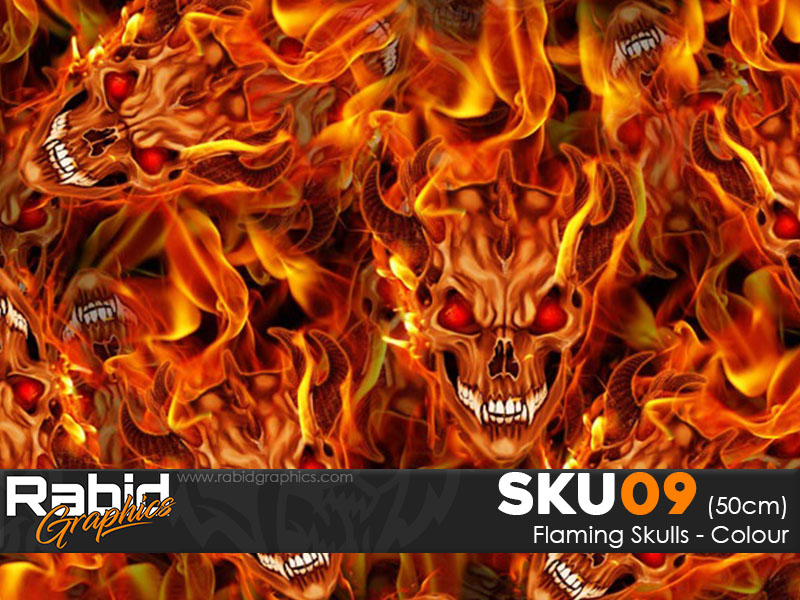 Flaming Skulls - Colour (50cm)