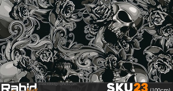 Filigree Skulls Hydrographics Film 100cm Rabid Graphics Ltd